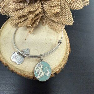 Alex and Ani Blue Stork Enamel Silver Bracelet